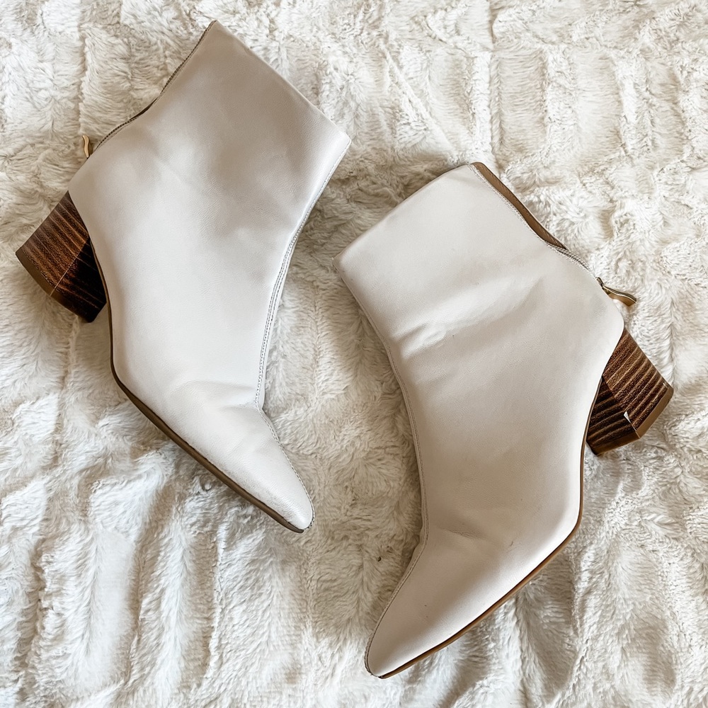 Cream Pointy Toe Booty Heels - Size 6.5